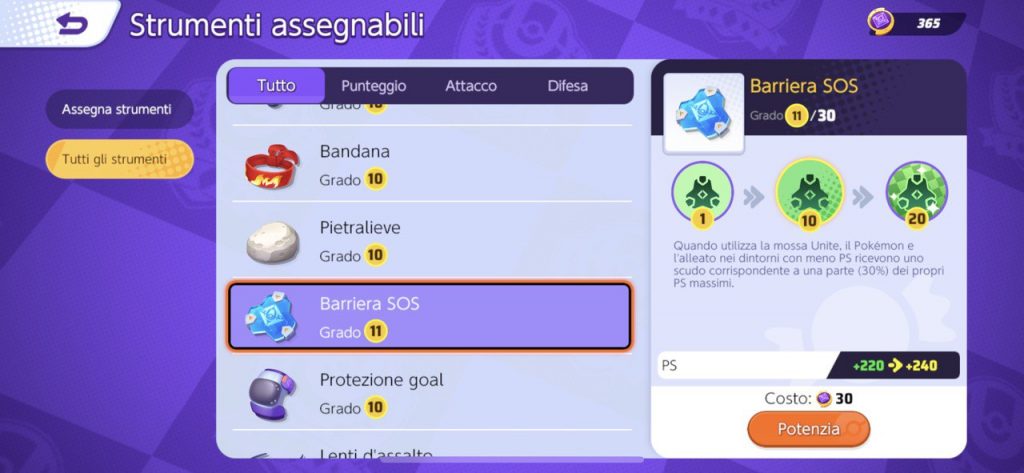 strumenti potenziare Pokémon Unite