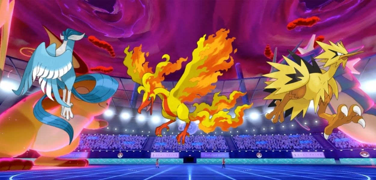 Moltres, Zapdos e Articuno di Galar cromatici in premio ai partecipanti delle Sfide Internazionali