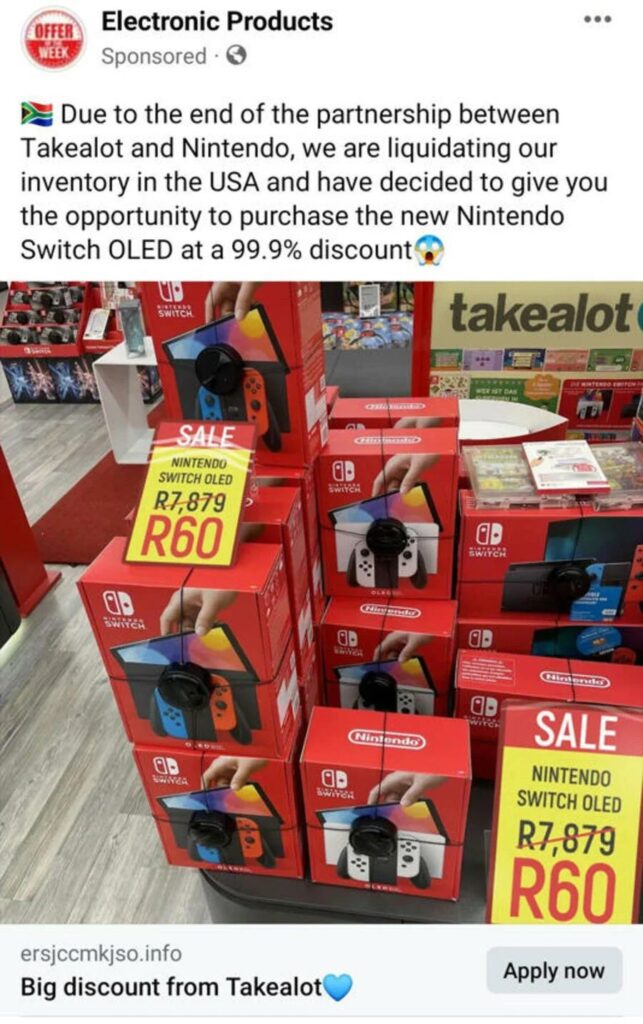 Nintendo Switch Truffa Sudafrica