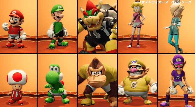 I personaggi giocabili in Mario Strikers: Battle League.