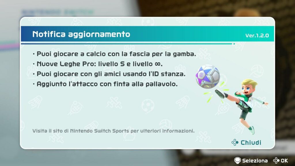 aggiornamento Nintendo Switch Sports