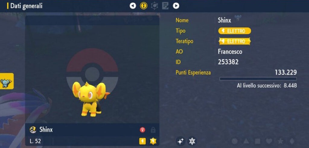 Shinx cromatico pokémon scarlatto violetto
