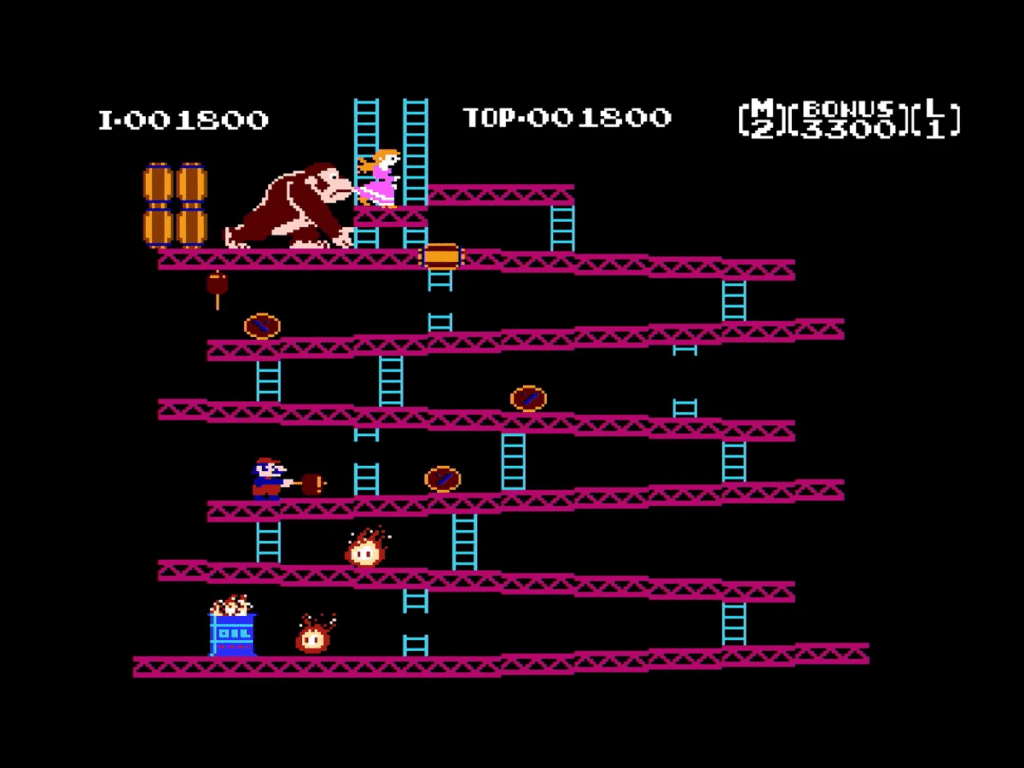 Donkey Kong, Super Mario and Pauline arcade video game 1981
