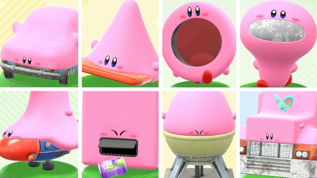 tutte le forme di Kirby durante la Boccomorfosi