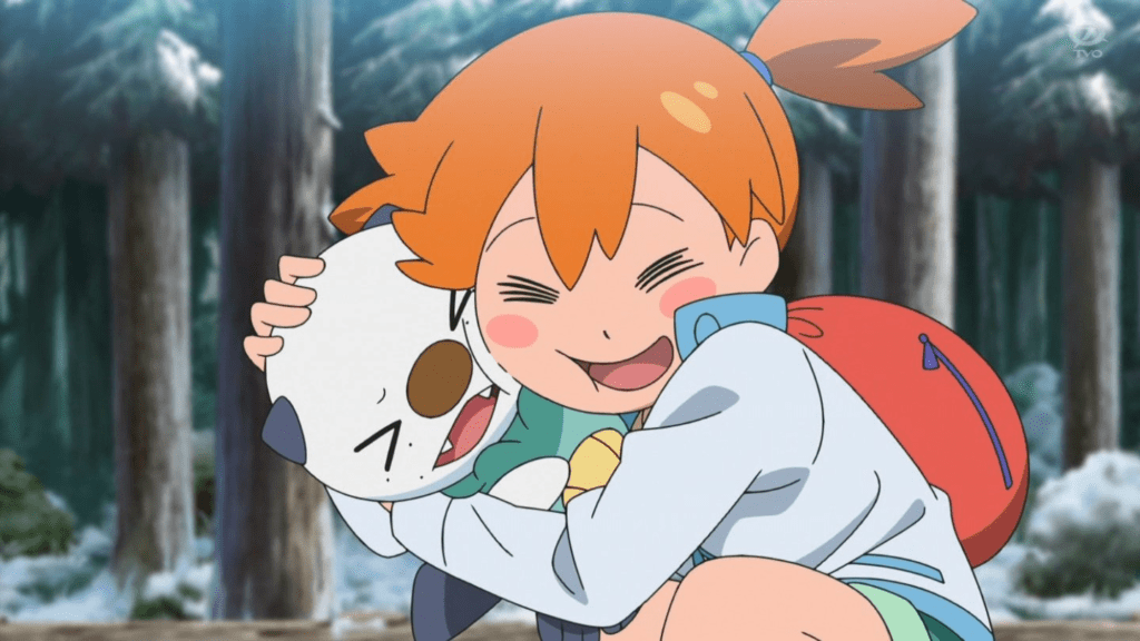 Misty abbraccia l'Oshawott di Ash nella nuova serie animata Pokémon