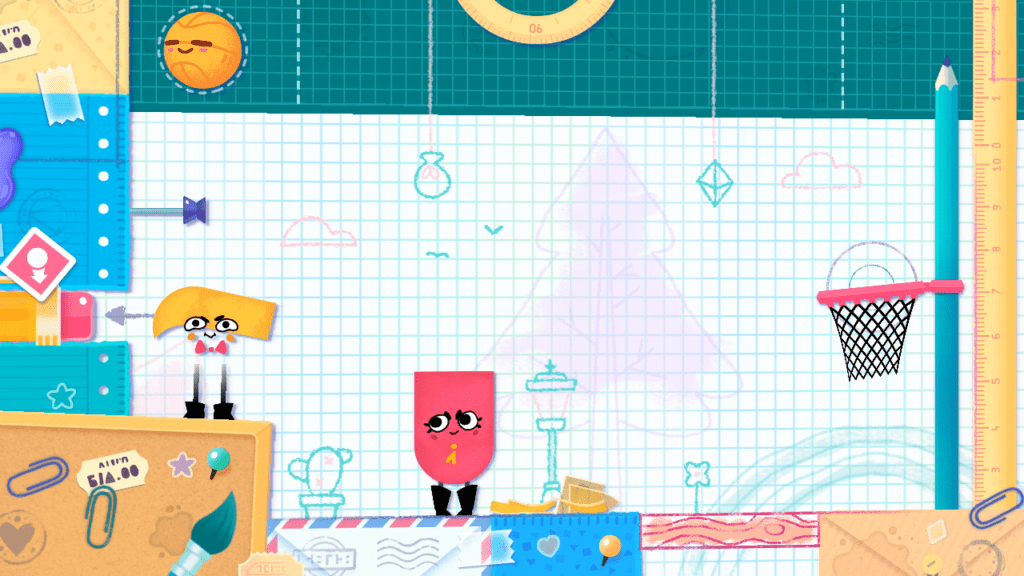 Snip e Clip intenti a fare canestro in Snipperclips  - prova gratuita nintendo switch online