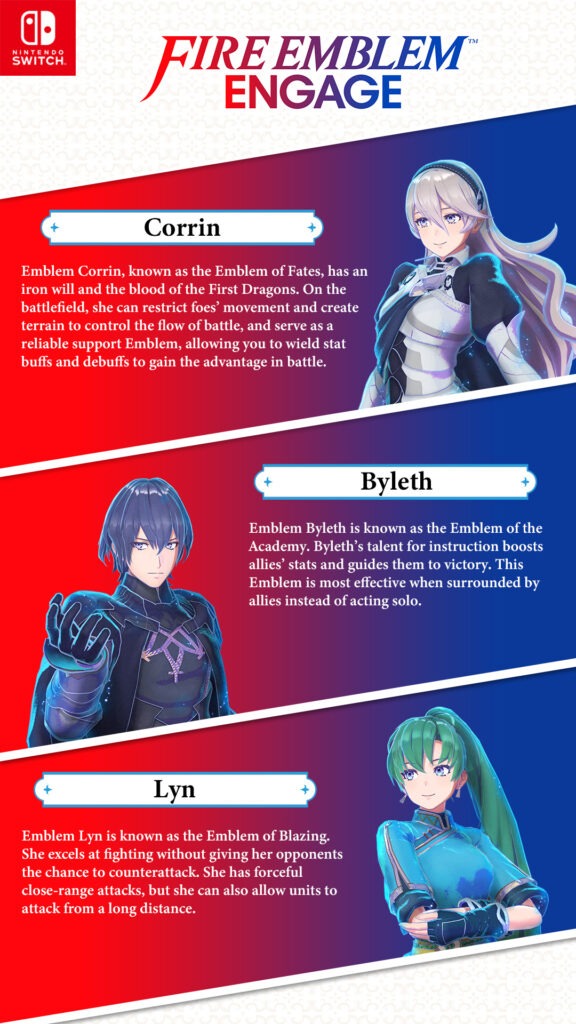 personaggi di fire emblem corrin, byleth e lyn