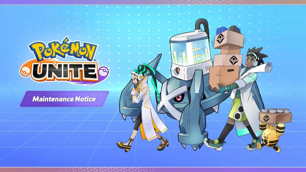 schermata di notifica di Pokémon UNITE utilizzata per la manutenzione al Club Allenatori Pokémon