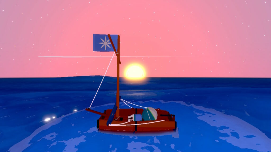 Giocatore naufrago su una zattera in Sail Forth