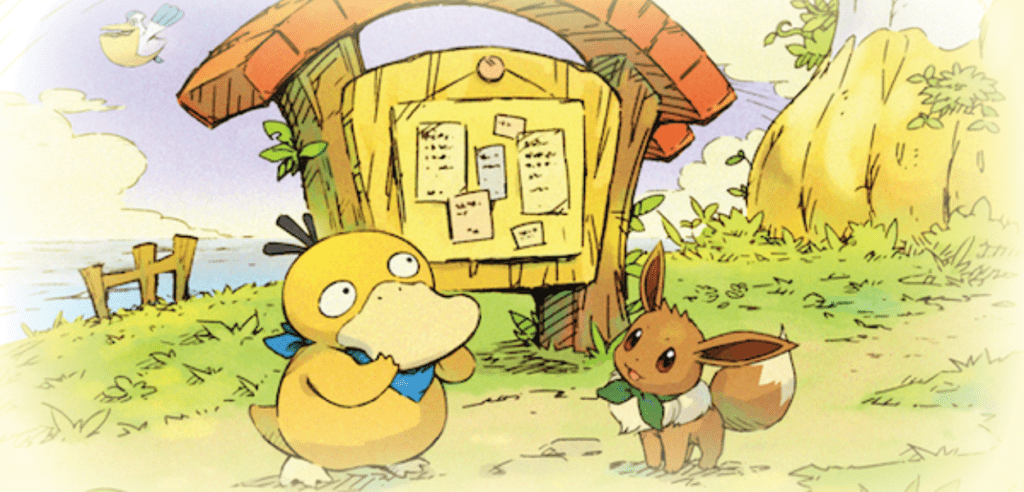 Psyduck e Eevee in Pokémon Mystery Dungeon quiz