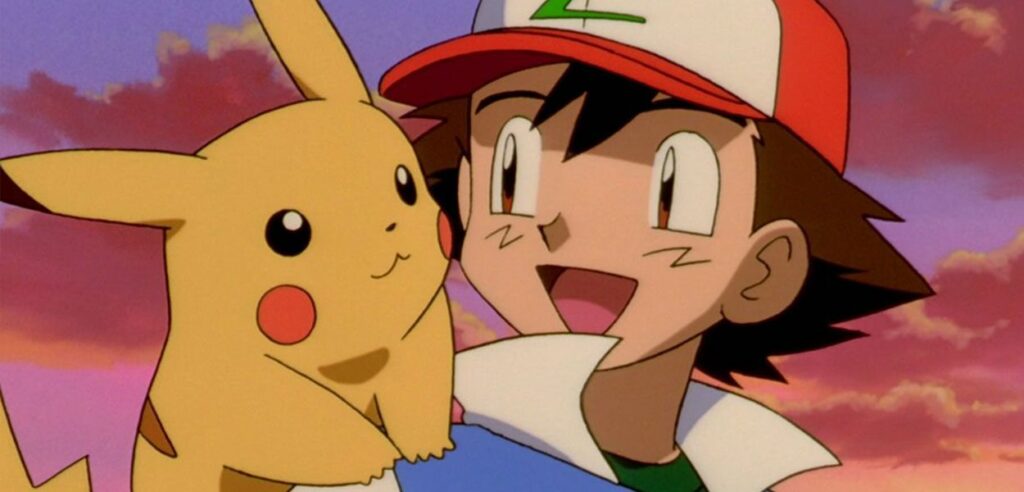 Ash e Pikachu nell'anime Pokémon.