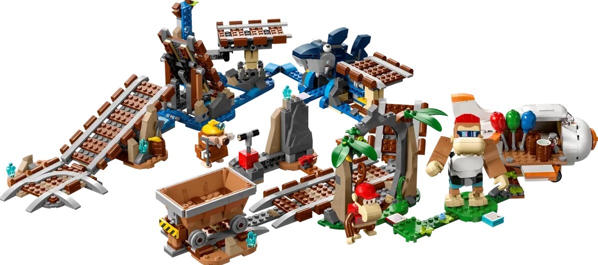 Rotaia con miniera nel set LEGO di Donkey Kong.