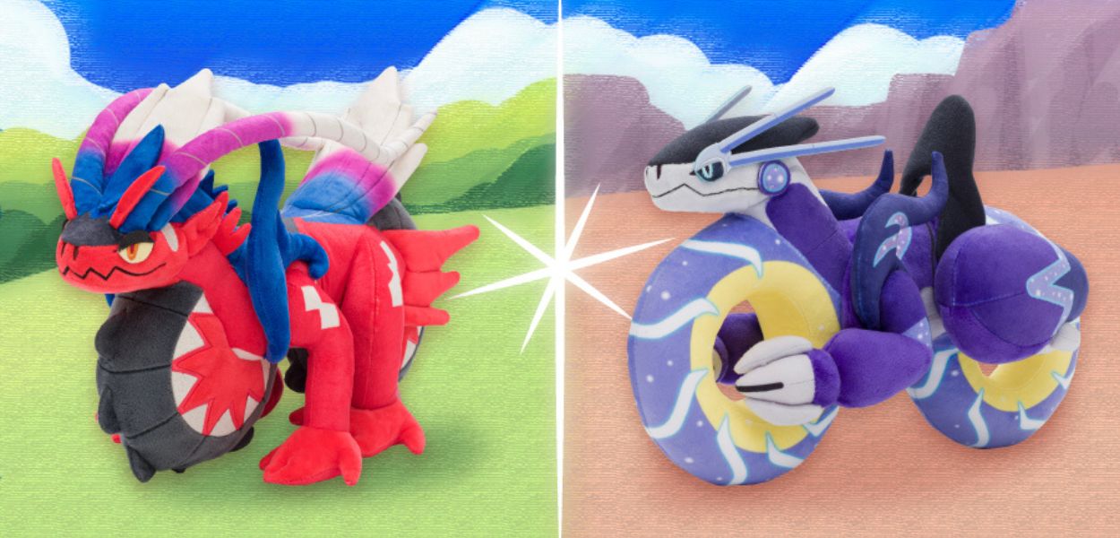 I nuovi peluche di Koraidon e Miraidon saranno presto disponibili nei Pokemon Center
