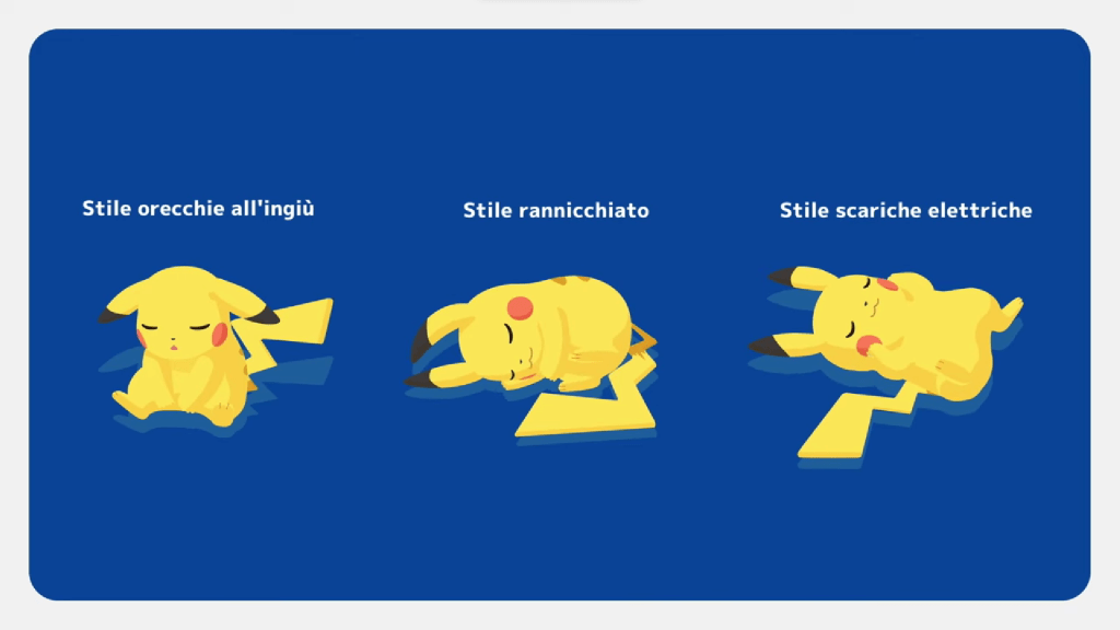 I vari stili di sonno di Pikachu
