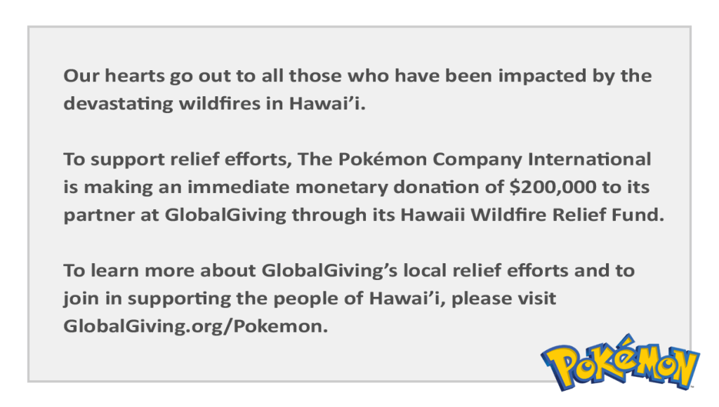 supporto the Pokémon company Hawaii