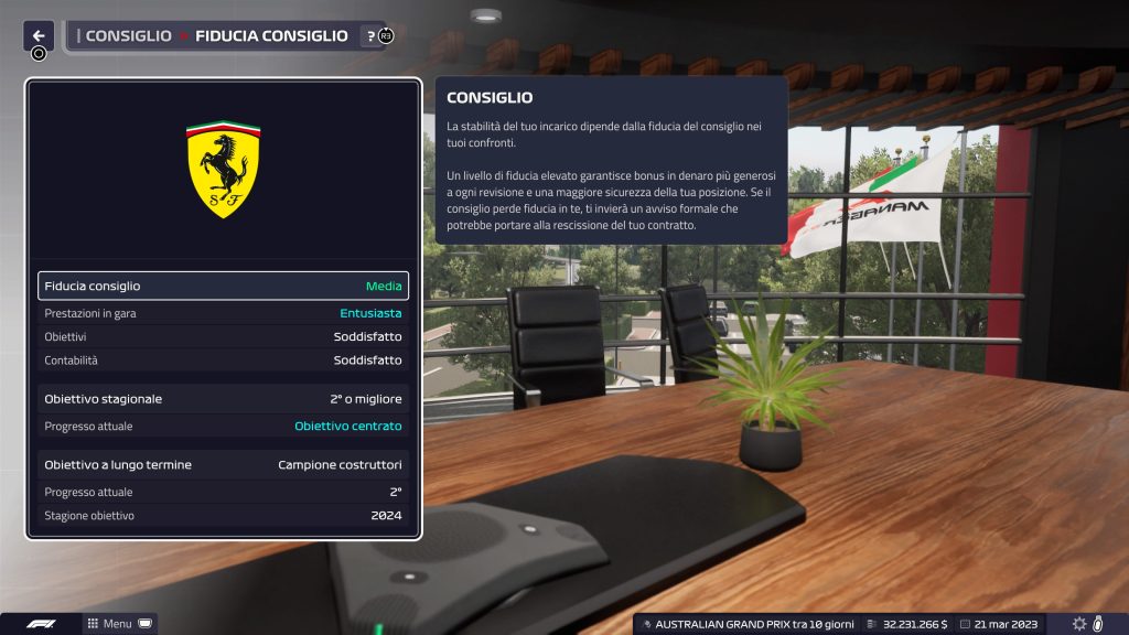 Consiglio in F1 Manager 2023