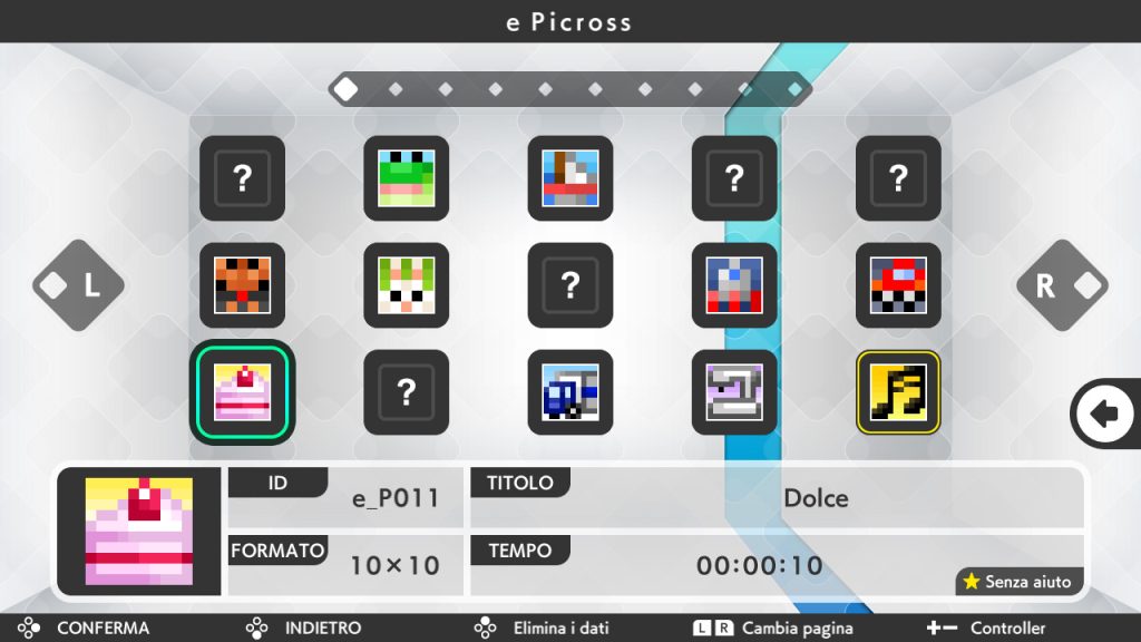 Picross S Plus menu