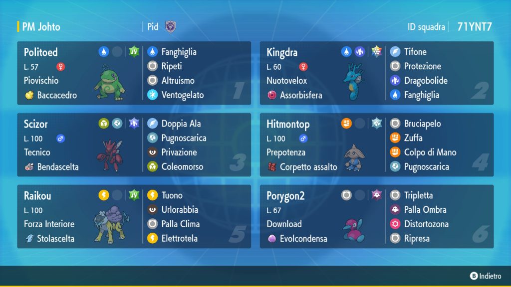 Squadra competitiva Pokémon Johto