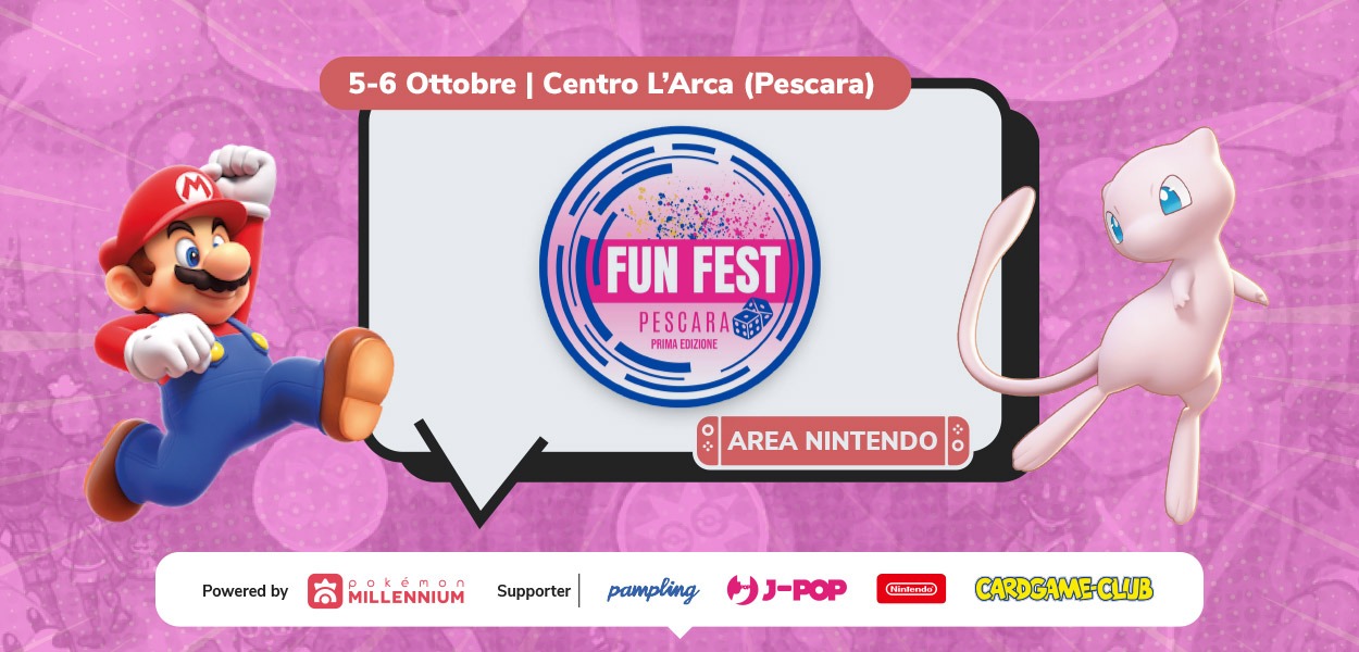 L’Area Nintendo di Pokémon Millennium ti aspetta al FUN FEST PESCARA il 5 e 6 ottobre 2024!
