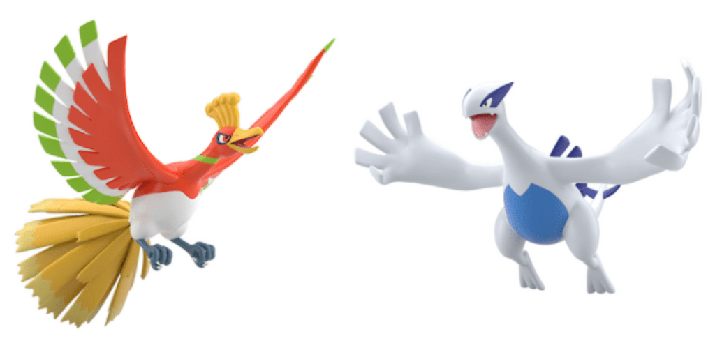 ho-oh lugia pokémon scale world