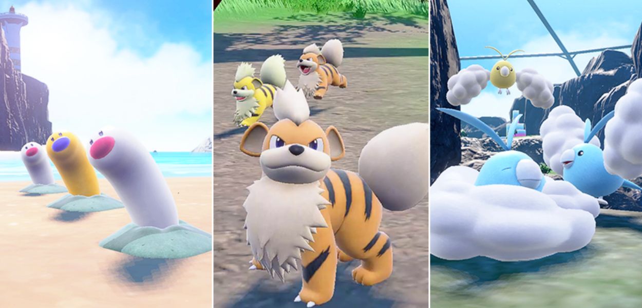 Comparse massicce di Wiglett, Growlithe e Swablu in Pokémon Scarlatto e Violetto