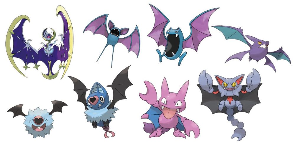 Pokémon pipistrello Lunala Zubat Woobat Gligar