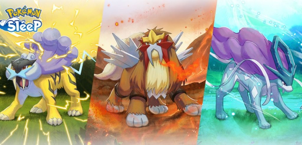 Pokémon sleep evento Entei Raikou e Suicune