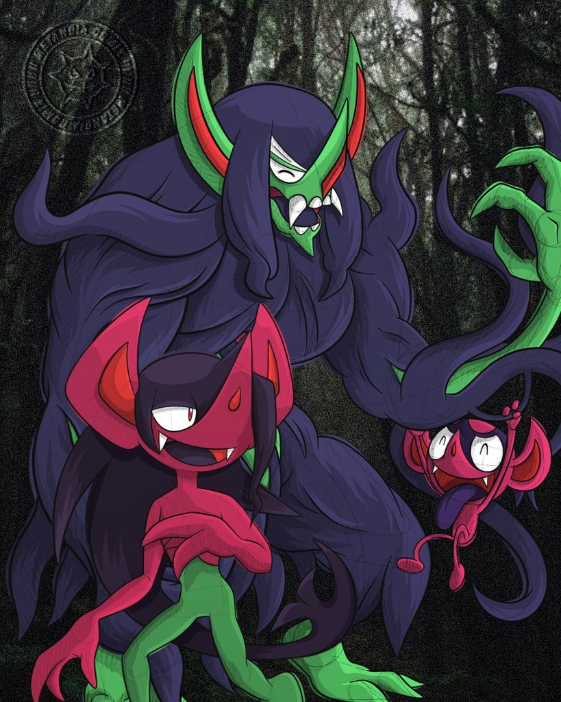 Pokemon-wallpaper-Impidimp-Morgrem-Grimmsnarl