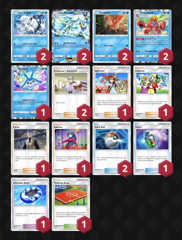 Mazzo di Ninetales di Alola-ex e Crawdaunt.