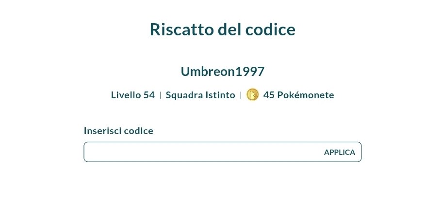 Pokémon GO riscatto codice