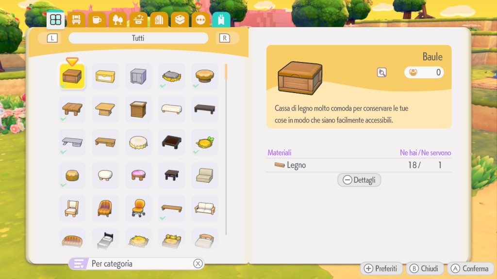 Schermata progetti Pokémon Pokopia