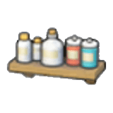 Mensola decorativa con boccette 