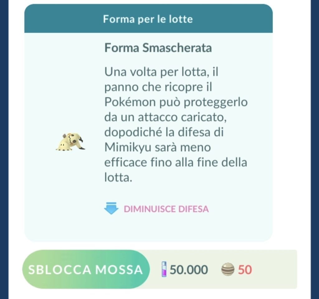Mimikyu forma per le lotte Pokémon GO