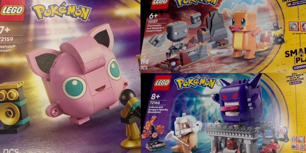 Foto delle scatole dei nuovi tre set LEGO Pokémon