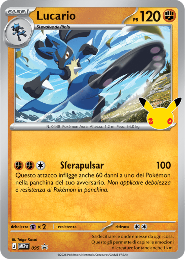 Carta Lucario dell'espansione 30° Anniversario del GCC Pokémon
