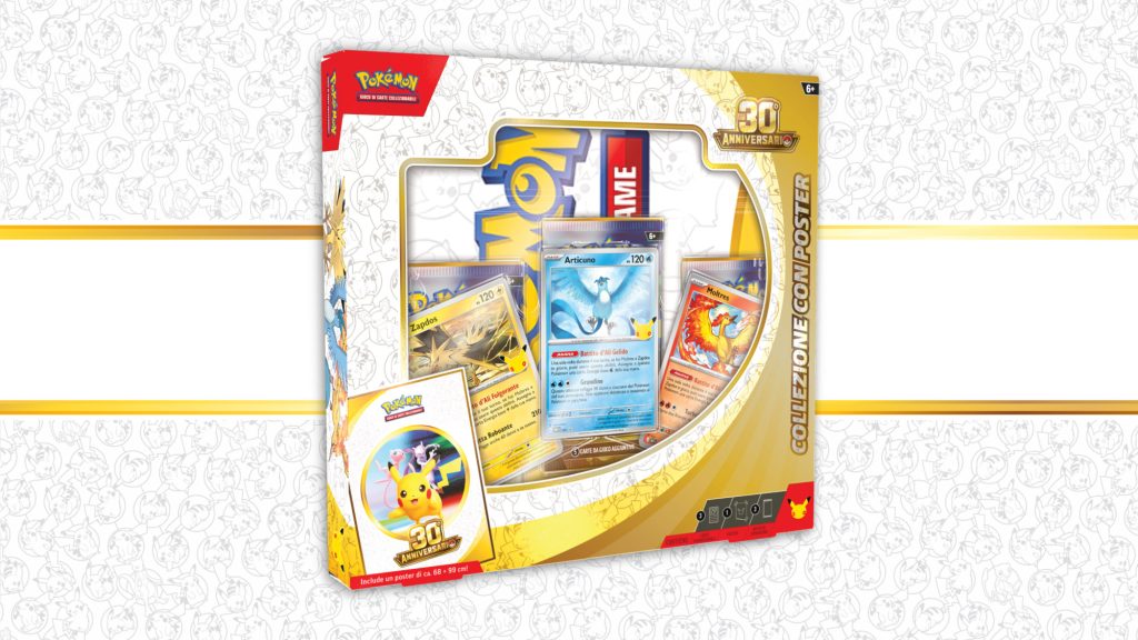 Collezione con poster dell'espansione 30° Anniversario del GCC Pokémon