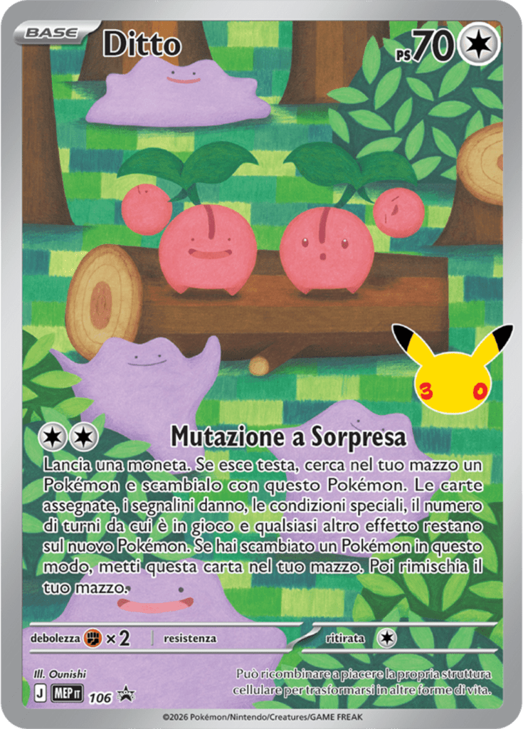 Carta Ditto dell'espansione 30° Anniversario del GCC Pokémon