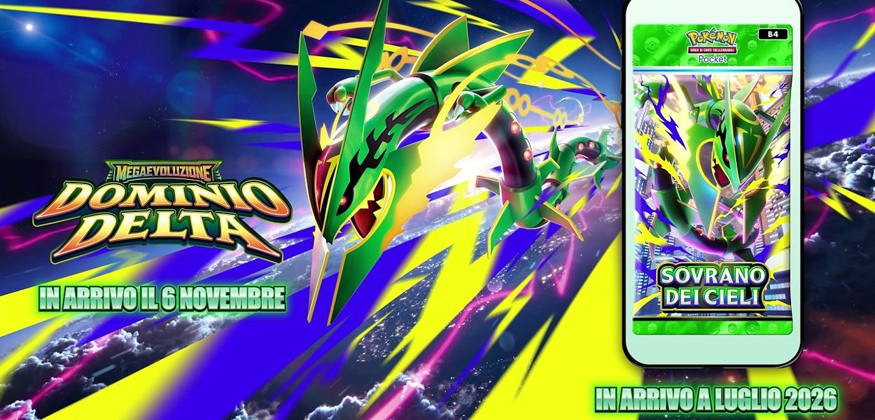Megaevoluzione - Dominio Delta e Sovrano dei Cieli rivelati per il GCC Pokémon e il GCC Pokémon Pocket