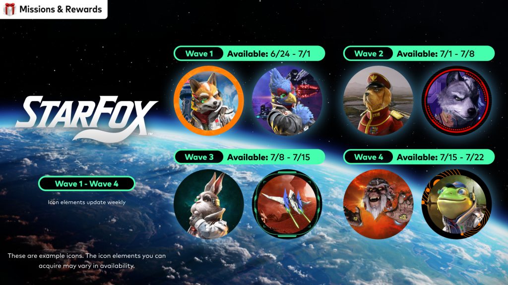 Calendario nuove icone di Star Fox, Nintendo Switch Online