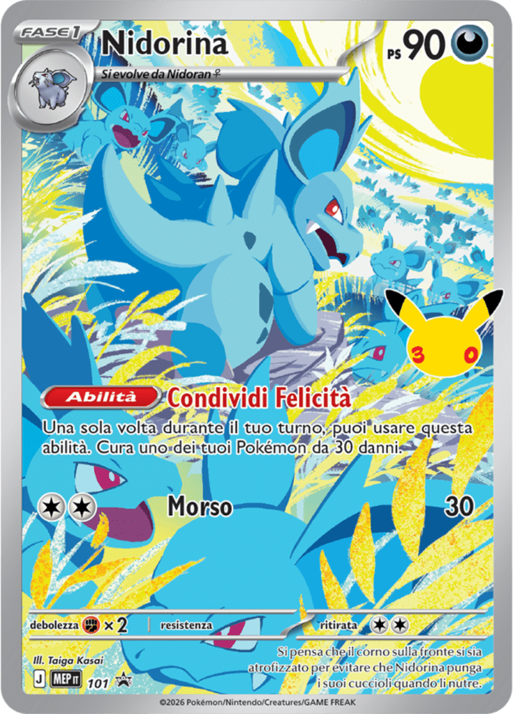 Carta Nidorina dell'espansione 30° Anniversario del GCC Pokémon