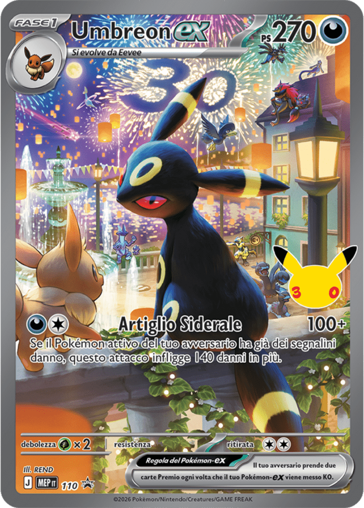 Carta Umbreon-ex dell'espansione 30° Anniversario del GCC Pokémon