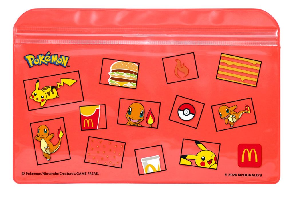 Astuccio con chiusura a zip, con Pikachu e Charmander, McDonald's Giappone 2026