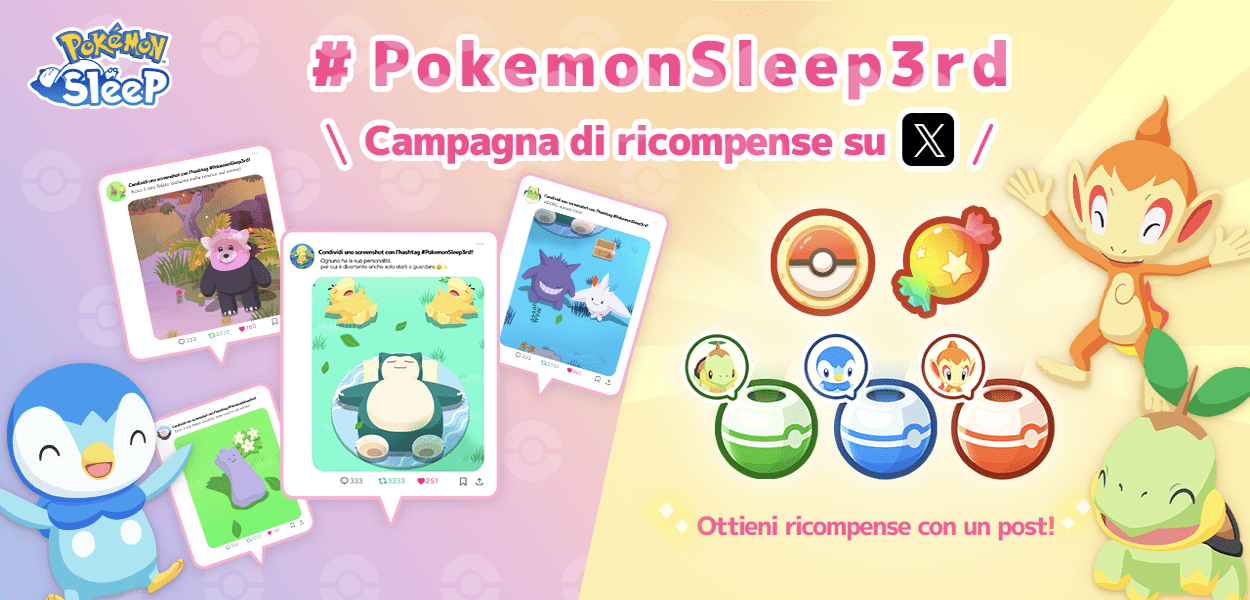 Pokémon Sleep celebra il suo 3° anniversario con un evento su X