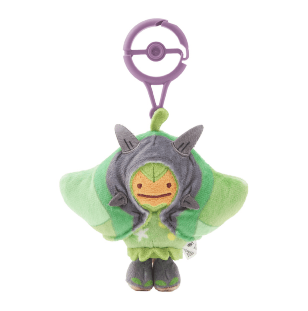 Portachiavi di peluche di Ditto che si trasforma in Ogerpon, collezione "Transform! Ditto" del Pokémon Center