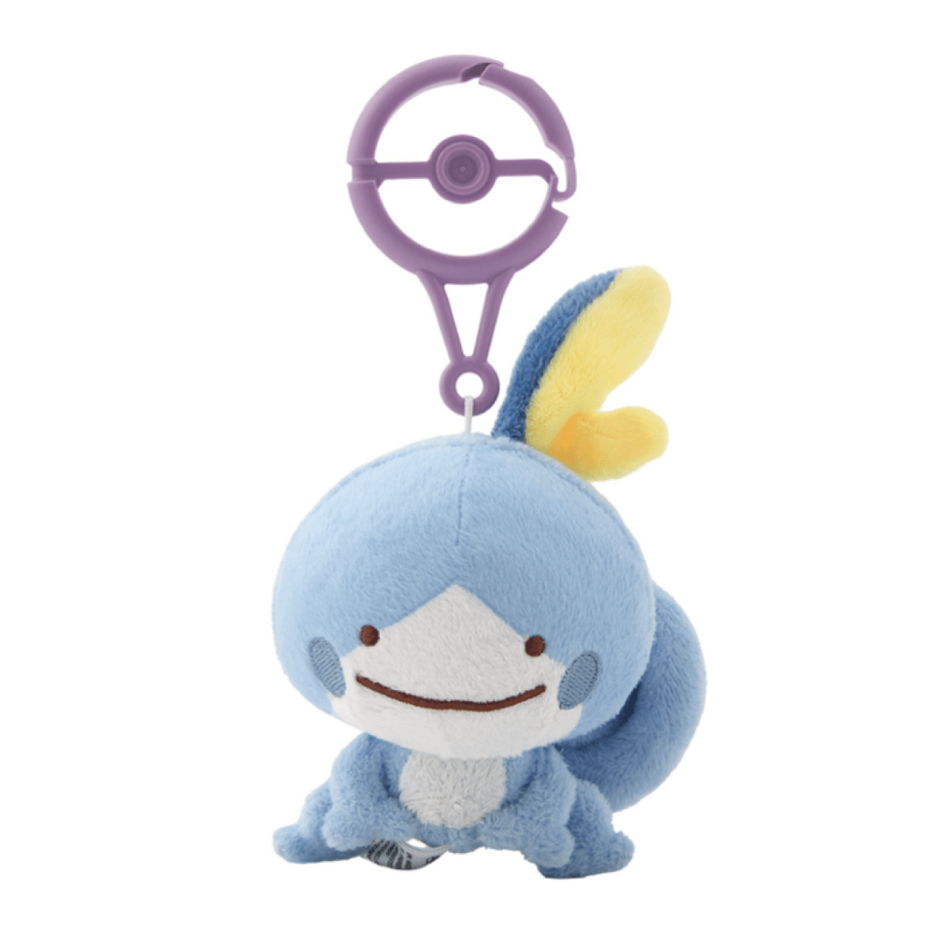 Portachiavi di peluche di Ditto che si trasforma in Sobble, collezione "Transform! Ditto" del Pokémon Center