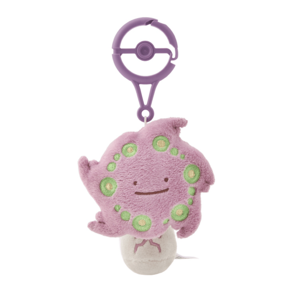 Portachiavi di peluche di Ditto che si trasforma in Spiritomb, collezione "Transform! Ditto" del Pokémon Center