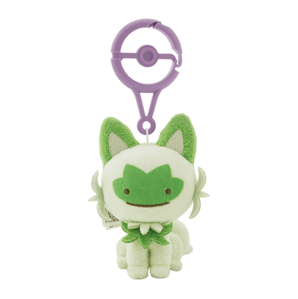 Portachiavi di peluche di Ditto che si trasforma in Sprigatito, collezione "Transform! Ditto" del Pokémon Center