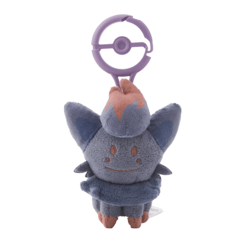 Portachiavi di peluche di Ditto che si trasforma in Zorua, collezione "Transform! Ditto" del Pokémon Center