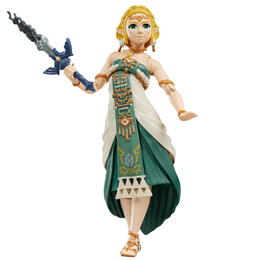 Action figure di Zelda in posa alternativa con la Spada Suprema corrosa dal Miasma, collezione Hasbro x Nintendo "Heroes of Hyrule"