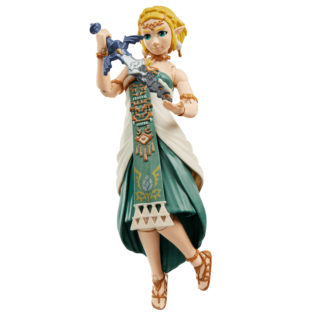 Action figure di Zelda in posa alternativa con la Spada Suprema corrosa dal Miasma, collezione Hasbro x Nintendo "Heroes of Hyrule"